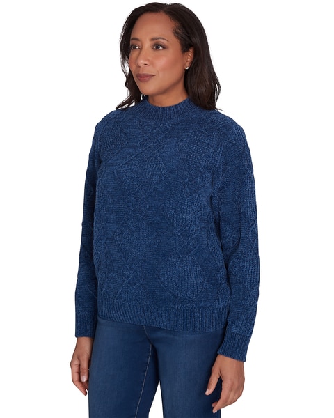 Alfred Dunner® Classics Chenille Diamond Turtleneck Sweater