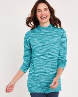 Spaced Dyed Mock Neck Sweater - Deepest Teal