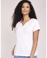 Gauze Short Sleeve Popover Top - White