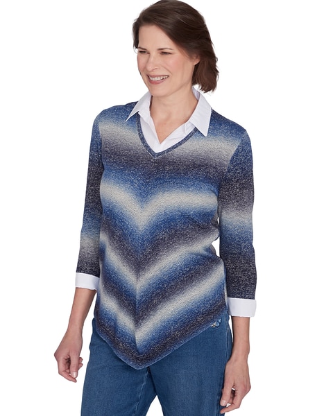 Alfred Dunner® Classics Chevron Ombre Woven Sweater