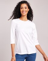 Three-Quarter Sleeve Anytime Tee - White