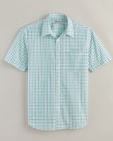 John Blair Classics Short-Sleeve Print Shirt - Dusty Turquoise Plaid