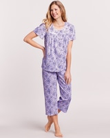 Floral-Print Capris Pajama Set - Lavender Bouquet