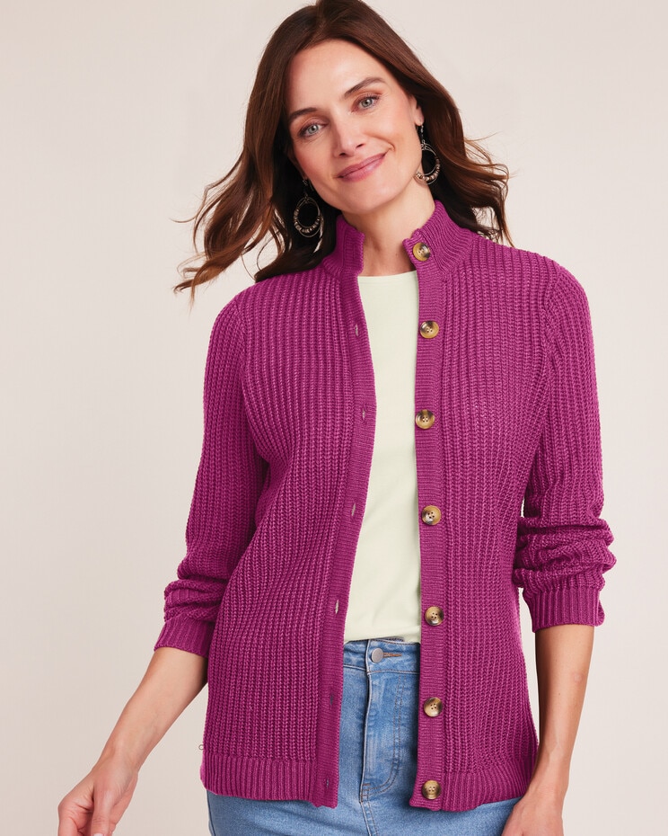 Button Front Shaker Cardigan Blair