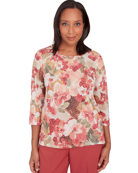 Alfred Dunner® Sedona Sky Watercolor Knotted Neck Floral Top