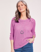 Open Stitch Long Sleeve Sweater - Lilac Chiffon