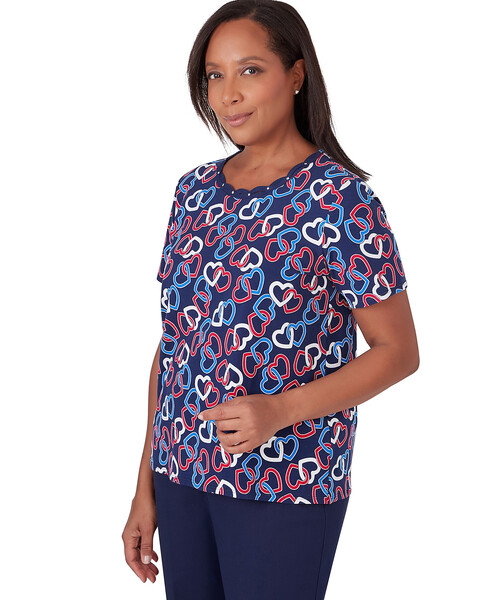 Alfred Dunner® All American Short Sleeve Linking Hearts Top