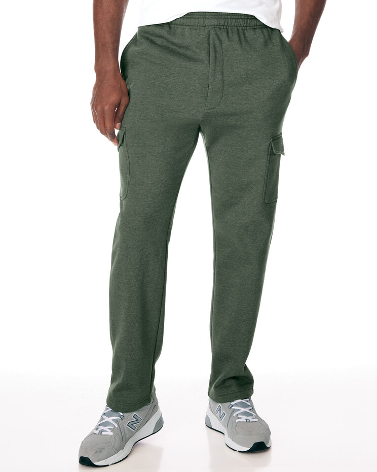 Mens Heavyweight Fleece Cargo Sweatpants Fashion Sport Baggy Pants