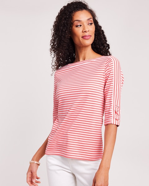 Three-Quarter Sleeve Criss-Cross Sailor Top