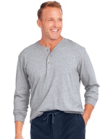 John Blair Everyday Jersey Knit Long-Sleeve Henley - Gray Heather