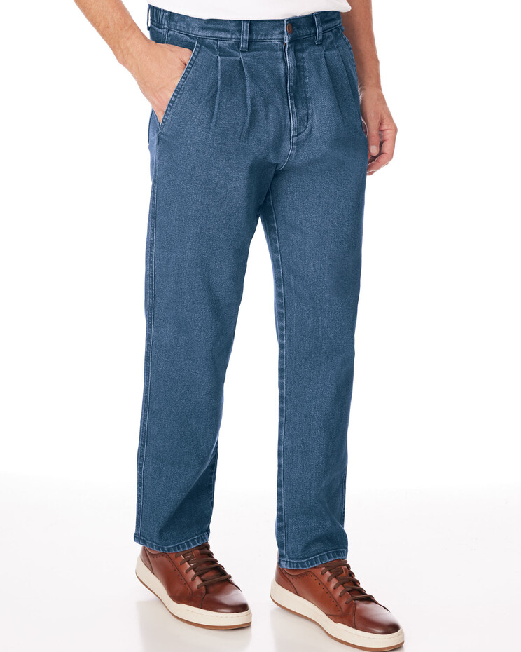 JohnBlairFlex Relaxed-Fit Back-Elastic Twill and Denim Pants | Blair