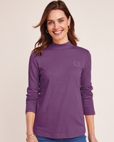 Essential Knit Long Sleeve Mock Top - Sunset Purple
