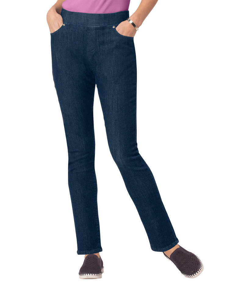 Liberty Knit Denim Slim Pull-On Jeans | Blair
