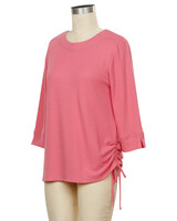 N Touch After All 3/4 Sleeve Solid Top - Rosy