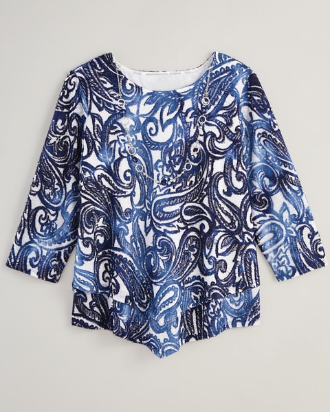 Alfred Dunner® Moody Blues Tie Dye Paisley Jacquard Top