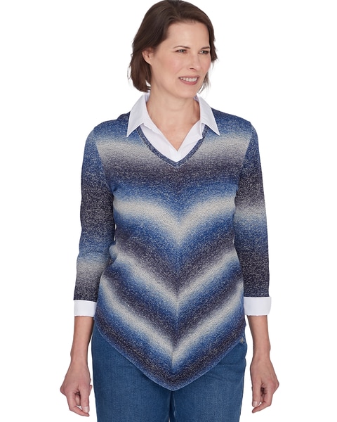 Alfred Dunner® Classics Chevron Ombre Woven Sweater