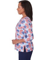 Alfred Dunner® All American Flag Hearts Three Quarter Sleeve Shirt - alt4