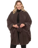 Sherpa Trim Fleece Wrap & Glove Set - Chocolate