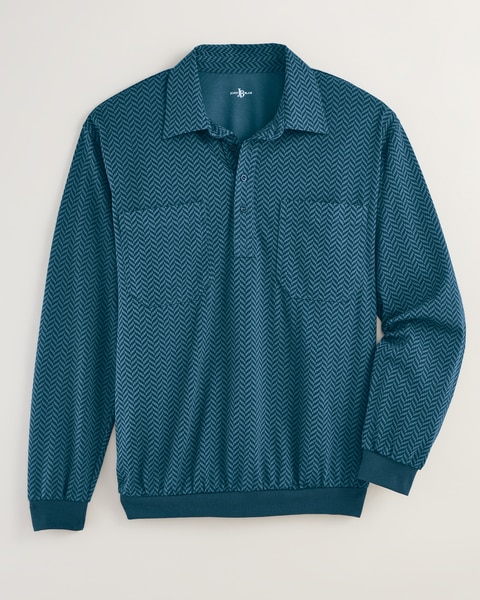 John Blair Long-Sleeve Banded-Bottom Polo