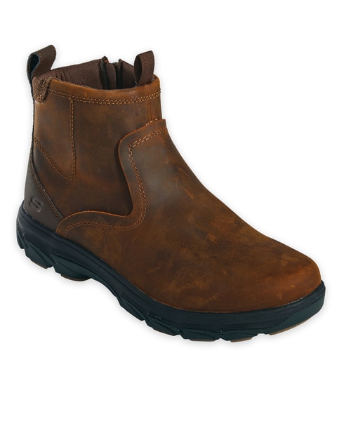 Men's Skechers® Relaxed-Fit Leather Side-Zip Boots