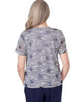 Alfred Dunner® All American Lined Space Dye Stars Tee with Side Tie - alt2