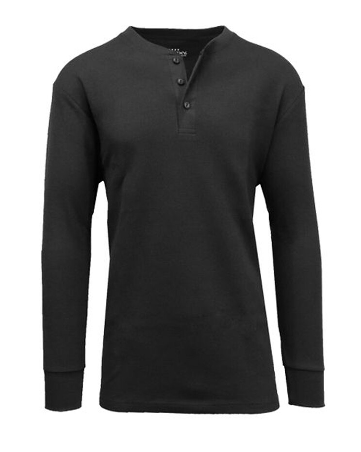 Galaxy By Harvic Men's Long Sleeve Thermal Henley Tee
