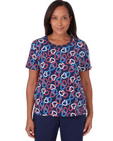 Alfred Dunner® All American Short Sleeve Linking Hearts Top - Multi