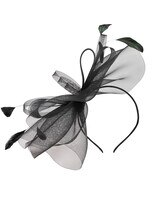 Organza Fascinators With Feathers Hat - Black
