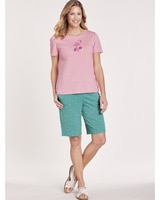 Embroidered Bermuda Shorts Set - Flamingo