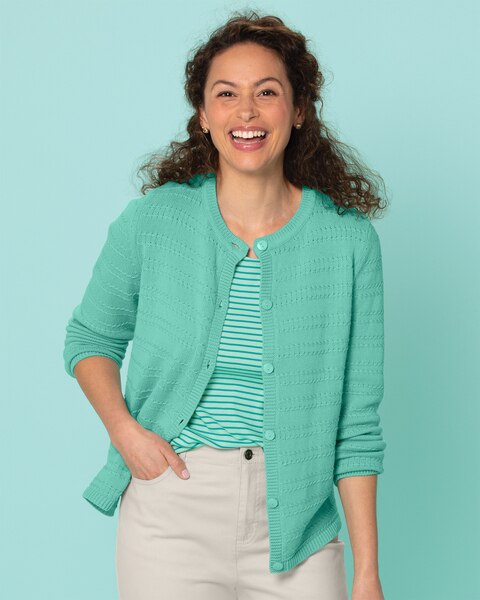 Bayside Cotton Textured Stripe Cardigan