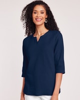 Gauze Pullover Top - Rich Indigo