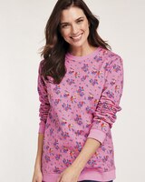 Print Better-Than-Basic Fleece Sweatshirt - Flamingo Bouquet