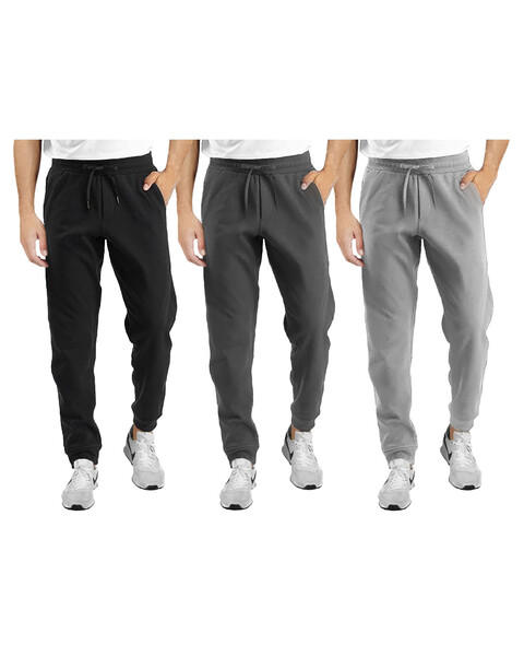 Galaxy By Harvic Men's Fleece Jogger Lounge Pants-3 Pack