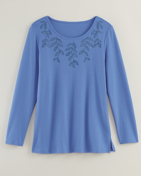 Essential Knit Border Embroidered Top