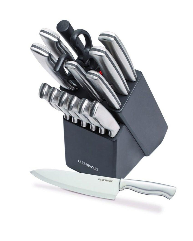 Farberware - 15pc Stamped High Carbon Stainless Steel Knife Block