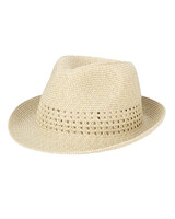 Everyday Fedora- Ultrbraid Fedora With Striped Open Weave Hat - alt2