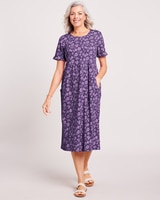 Essential Knit Scoopneck Dress with Pockets - Picasso Lily Tonal Floral