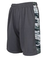 Galaxy By Harvic Men's Slim Fit  Moisture Wicking Performance Quick Dry Mesh Shorts With Side Camo Design - Charcoal