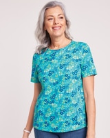 Classic Anytime Tee - Bright Turquoise Calico