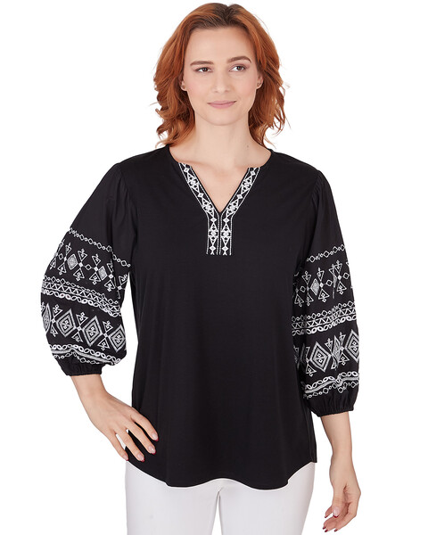 Ruby Rd® Pattern Play Knit Solid Top Combo