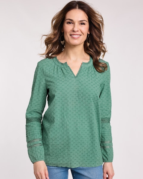 Clip Dot Peasant Top