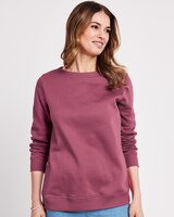 Boat Neck Fleece Sweatshirt - Deep Berry