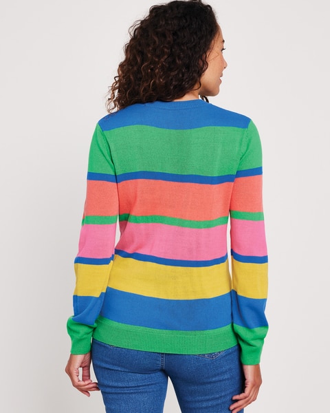 Cashmere-Like Striped Crewneck Sweater
