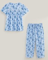 Floral-Print Capris Pajama Set - Blue Bouquet
