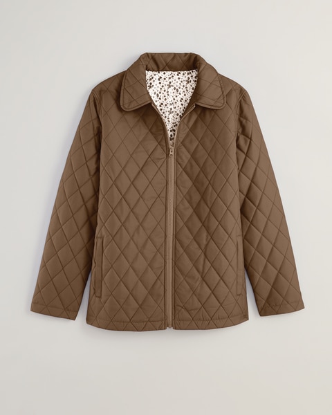 Quilted Zip-Front Coat