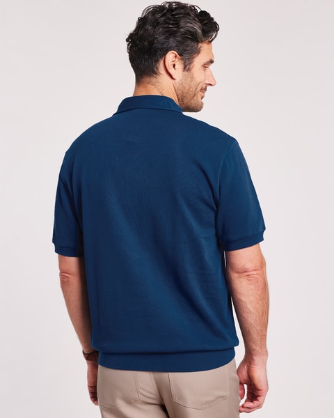 John Blair Colorblock Banded Bottom Polo