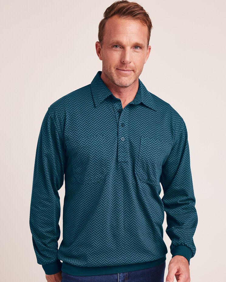 John Blair Long Sleeve Banded Bottom Polo Blair