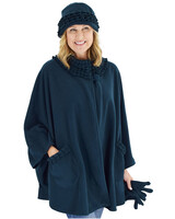 Ruffle Trim Fleece Wrap, Glove & Hat Set - Teal Blue