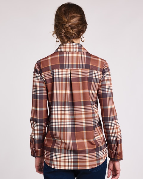 Knit Flannel Button Front Shirt