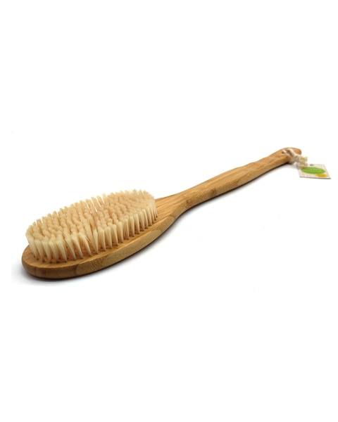 Bath Body Brush with Long Bamboo Handle and Nylon Bristles